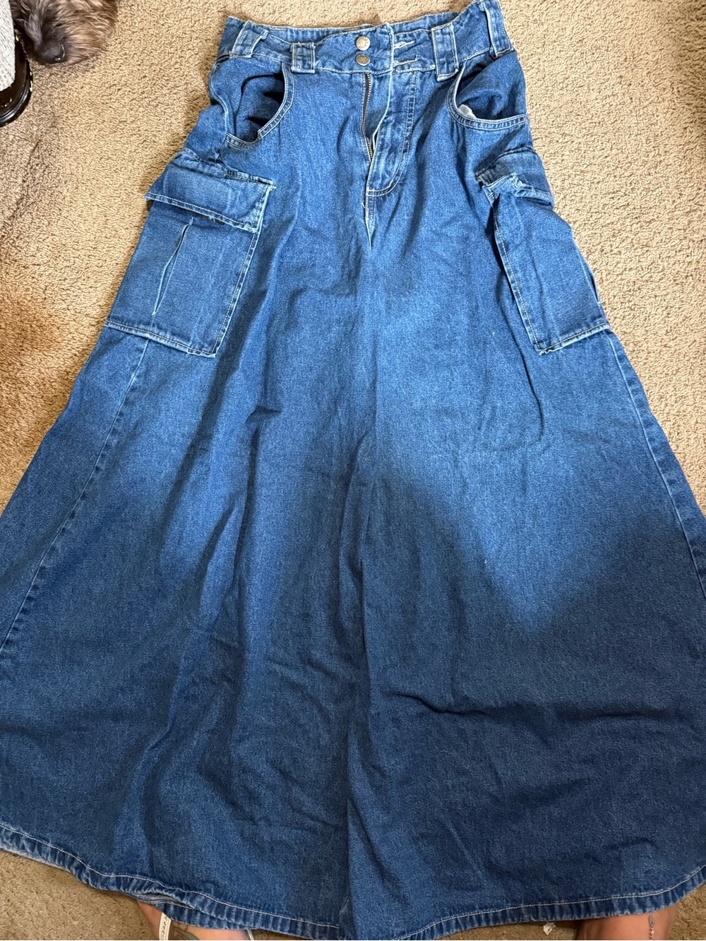 Vintage Paris Blues Women's Wide-Leg Cargo Denim Jeans - Sz 3